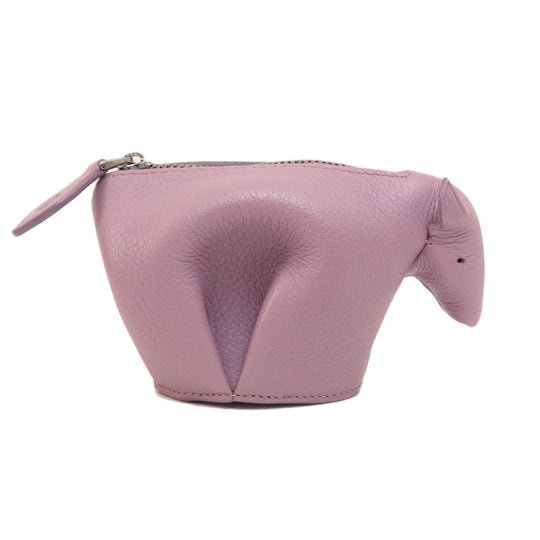 LOEWE Coin case leather purple Cow motif Women Used Authentic