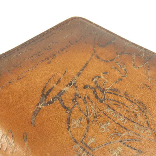Berluti Long Wallet Purse leather Brown Calligraphy
