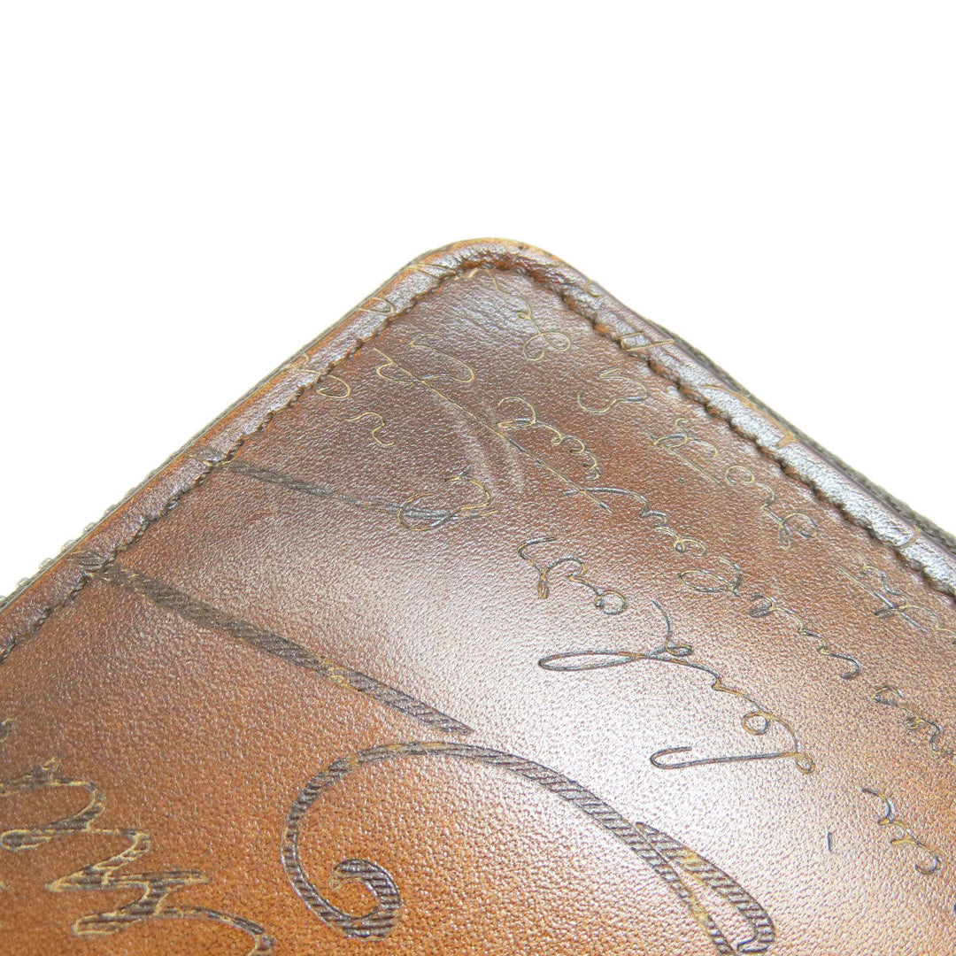 Berluti Long Wallet Purse leather Brown Calligraphy