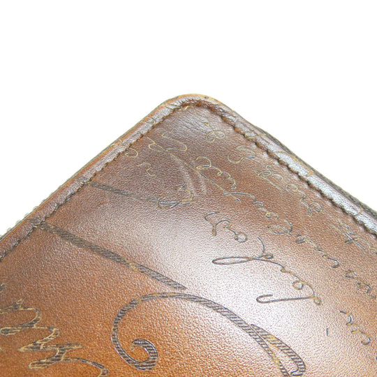 Berluti Long Wallet Purse leather Brown Calligraphy