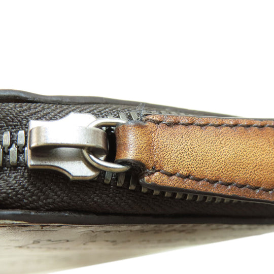 Berluti Long Wallet Purse leather Brown Calligraphy