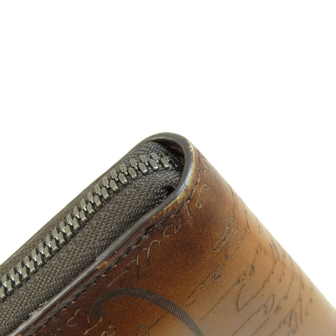 Berluti Long Wallet Purse leather Brown Calligraphy