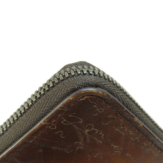 Berluti Long Wallet Purse leather Brown Calligraphy