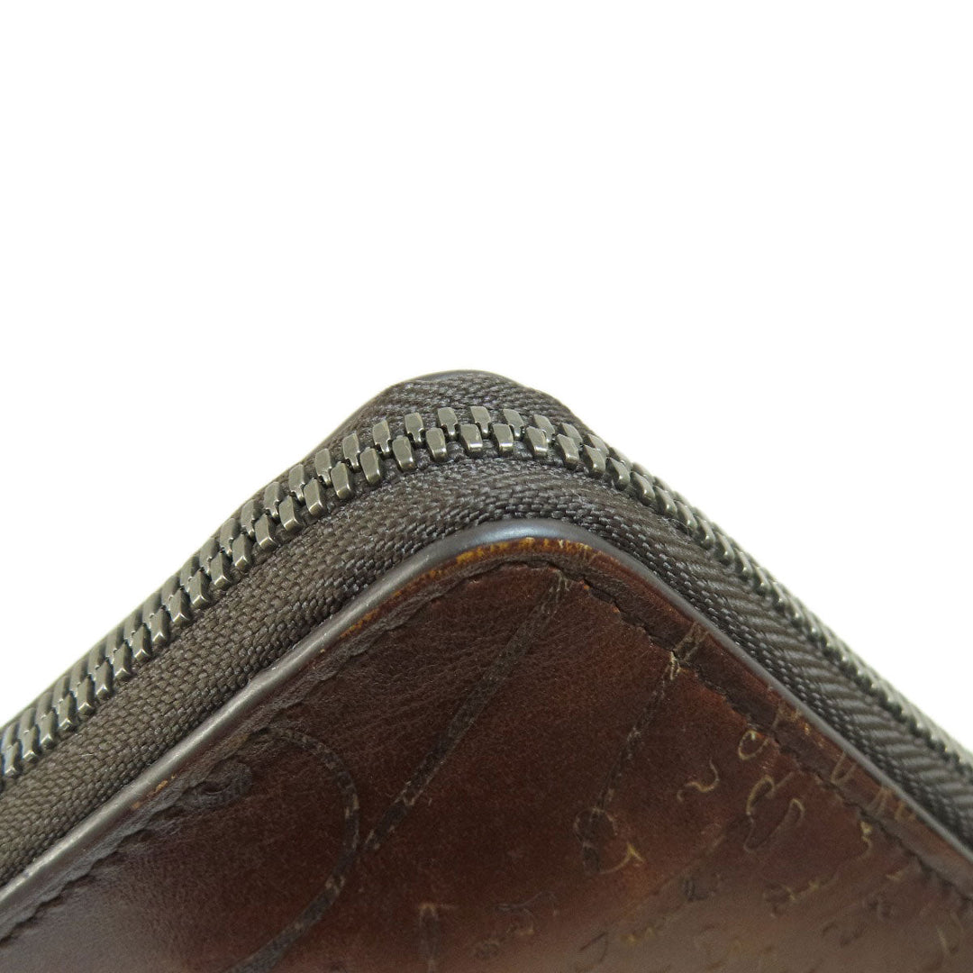 Berluti Long Wallet Purse leather Brown Calligraphy