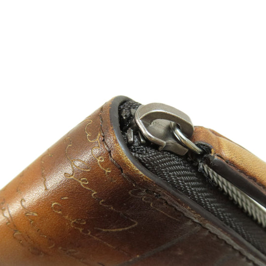 Berluti Long Wallet Purse leather Brown Calligraphy