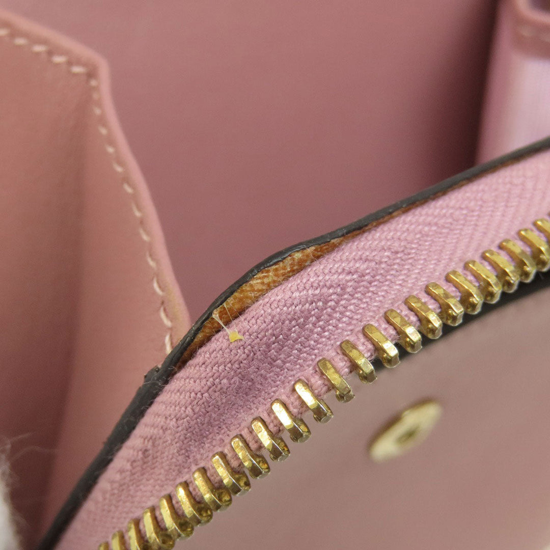 Valentino Bifold Wallet leather pink Studs Women Used Authentic