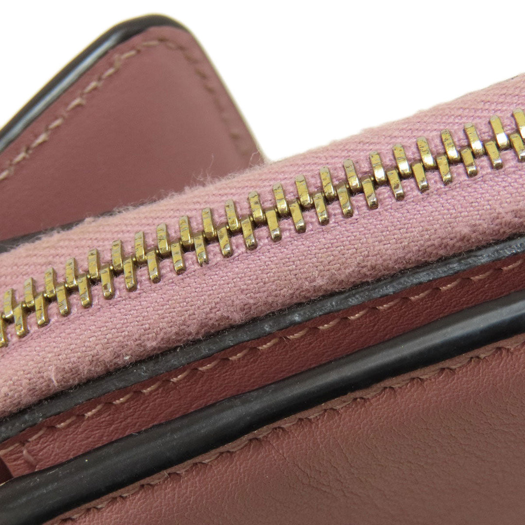 Valentino Bifold Wallet leather pink Studs Women Used Authentic