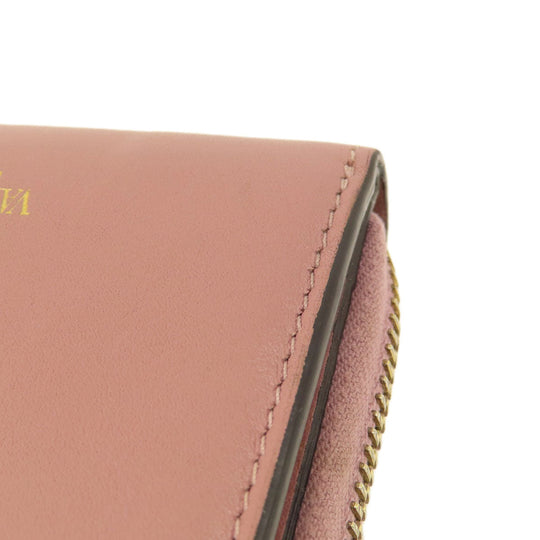 Valentino Bifold Wallet leather pink Studs Women Used Authentic