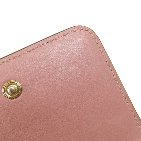 Valentino Bifold Wallet leather pink Studs Women Used Authentic