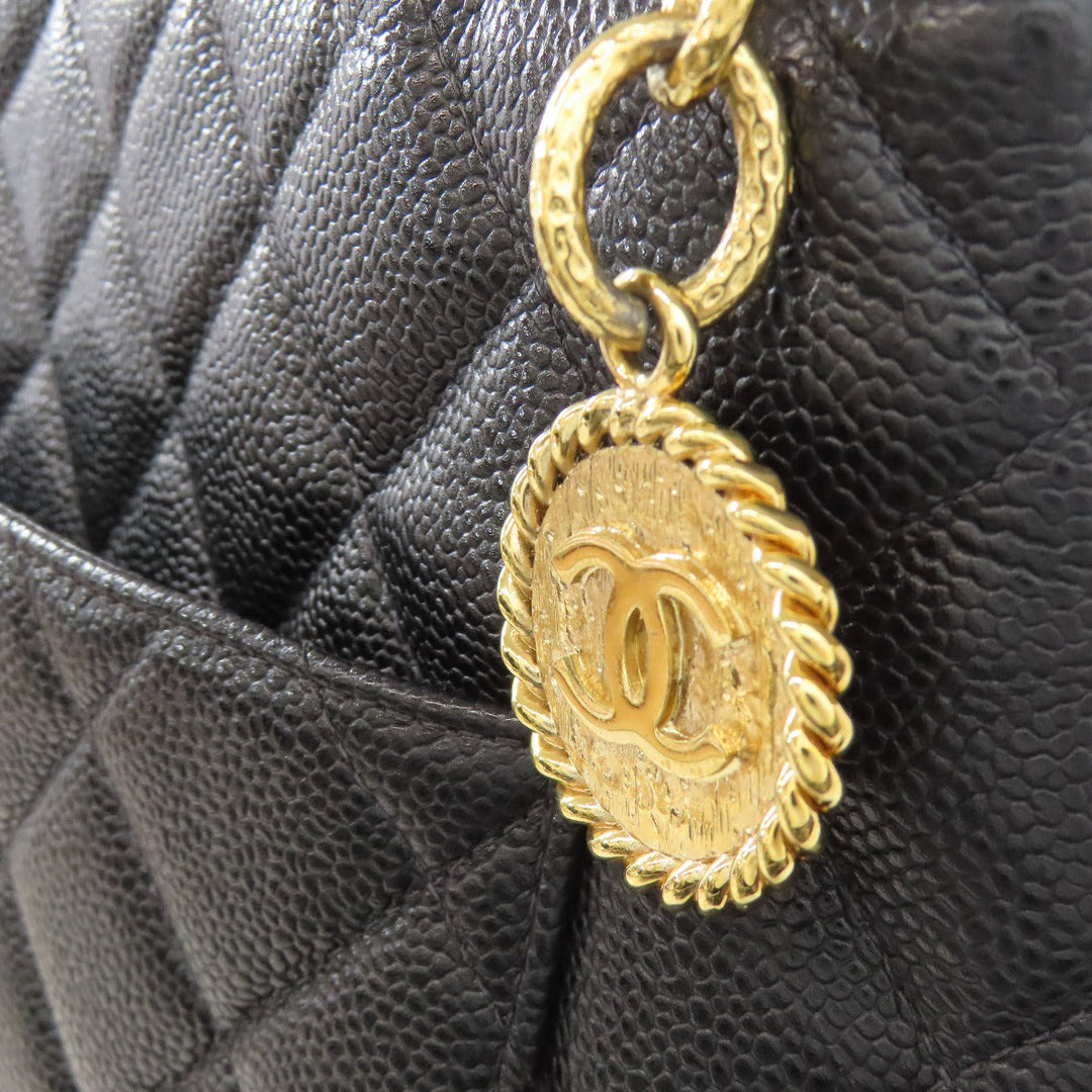 CHANEL Tote Bag Grained Calfskin Skin black Replica Tote Gold Metal