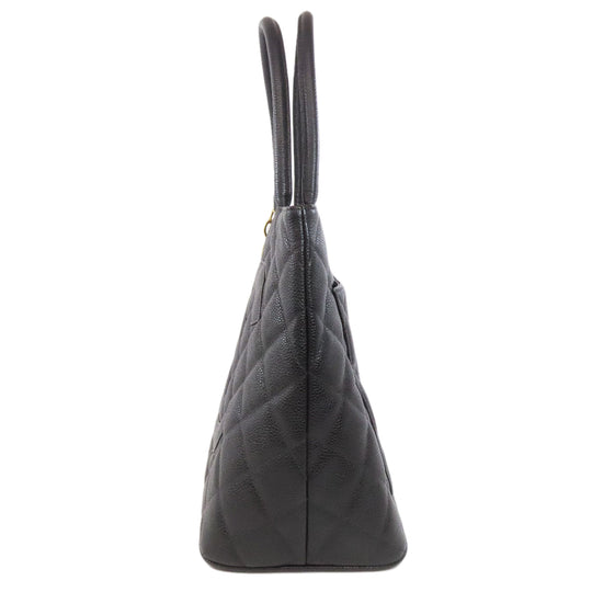 CHANEL Tote Bag Grained Calfskin Skin black Replica Tote Gold Metal