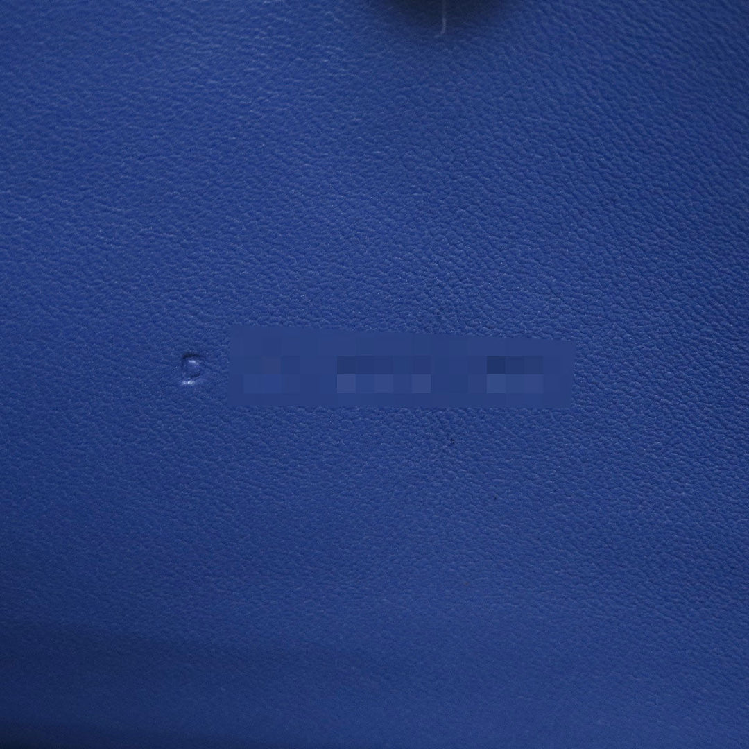HERMES Long Wallet Purse Calfskin blue Dogon Long SilverMetal Women Used Authentic