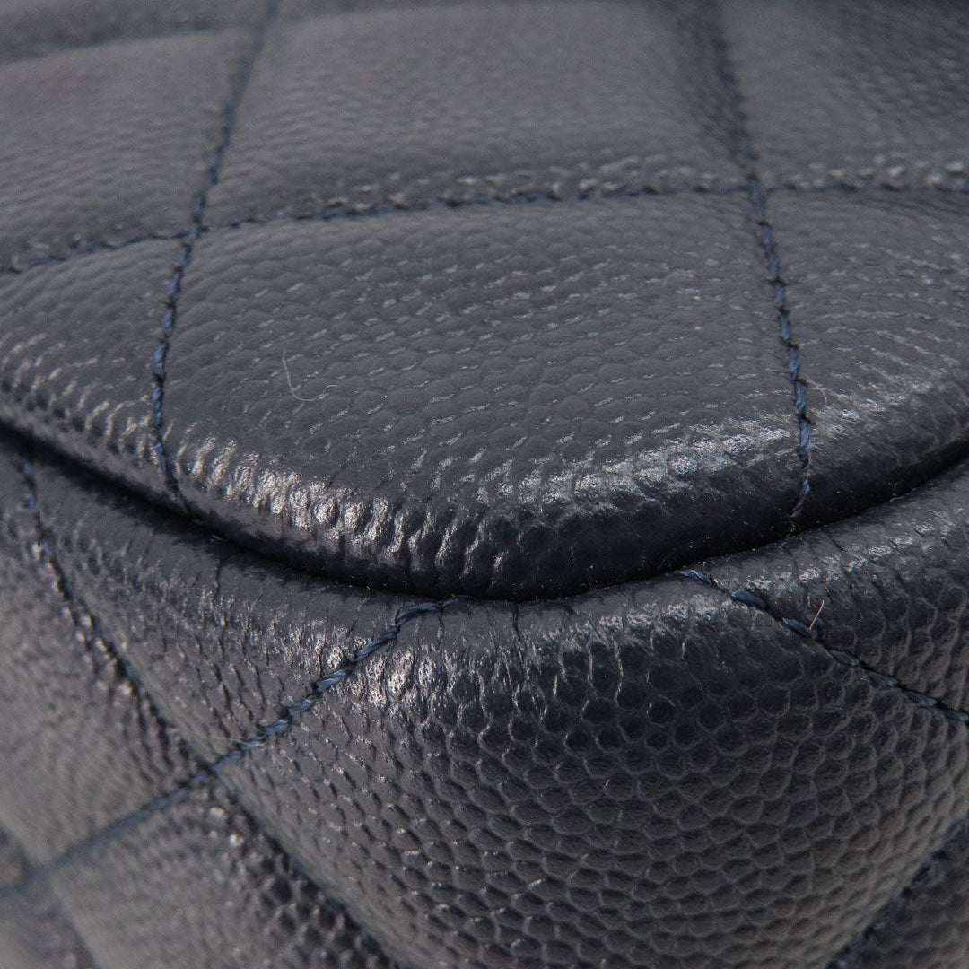 CHANEL Shoulder Bag Grained Calfskin Skin Navy Matelasse ChainShoulder Gold Metal