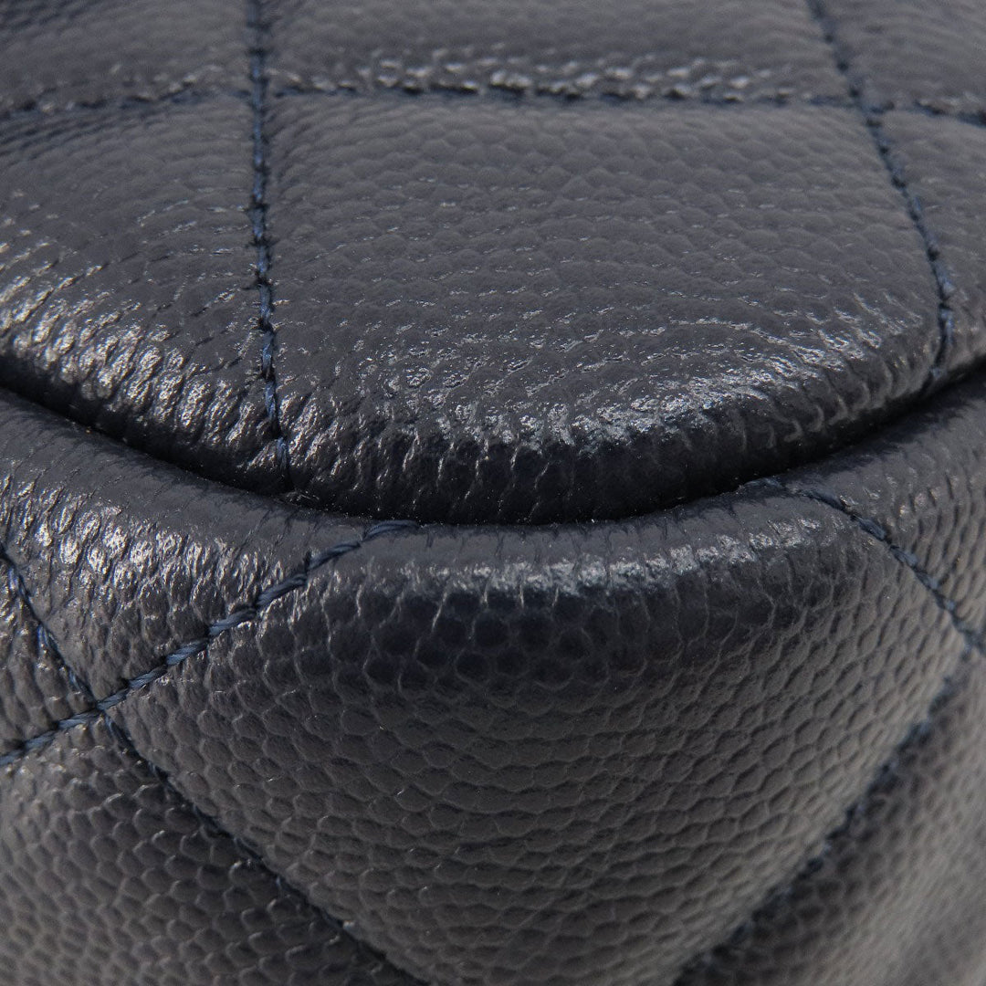 CHANEL Shoulder Bag Grained Calfskin Skin Navy Matelasse ChainShoulder Gold Metal