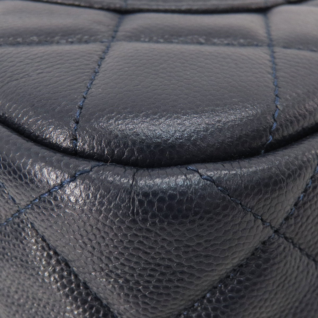 CHANEL Shoulder Bag Grained Calfskin Skin Navy Matelasse ChainShoulder Gold Metal