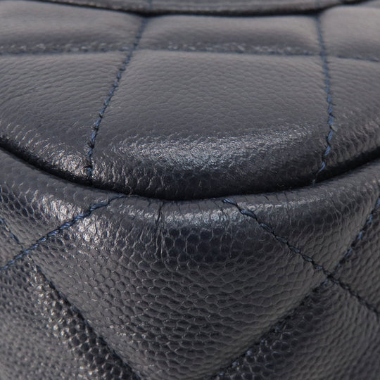 CHANEL Shoulder Bag Grained Calfskin Skin Navy Matelasse ChainShoulder Gold Metal