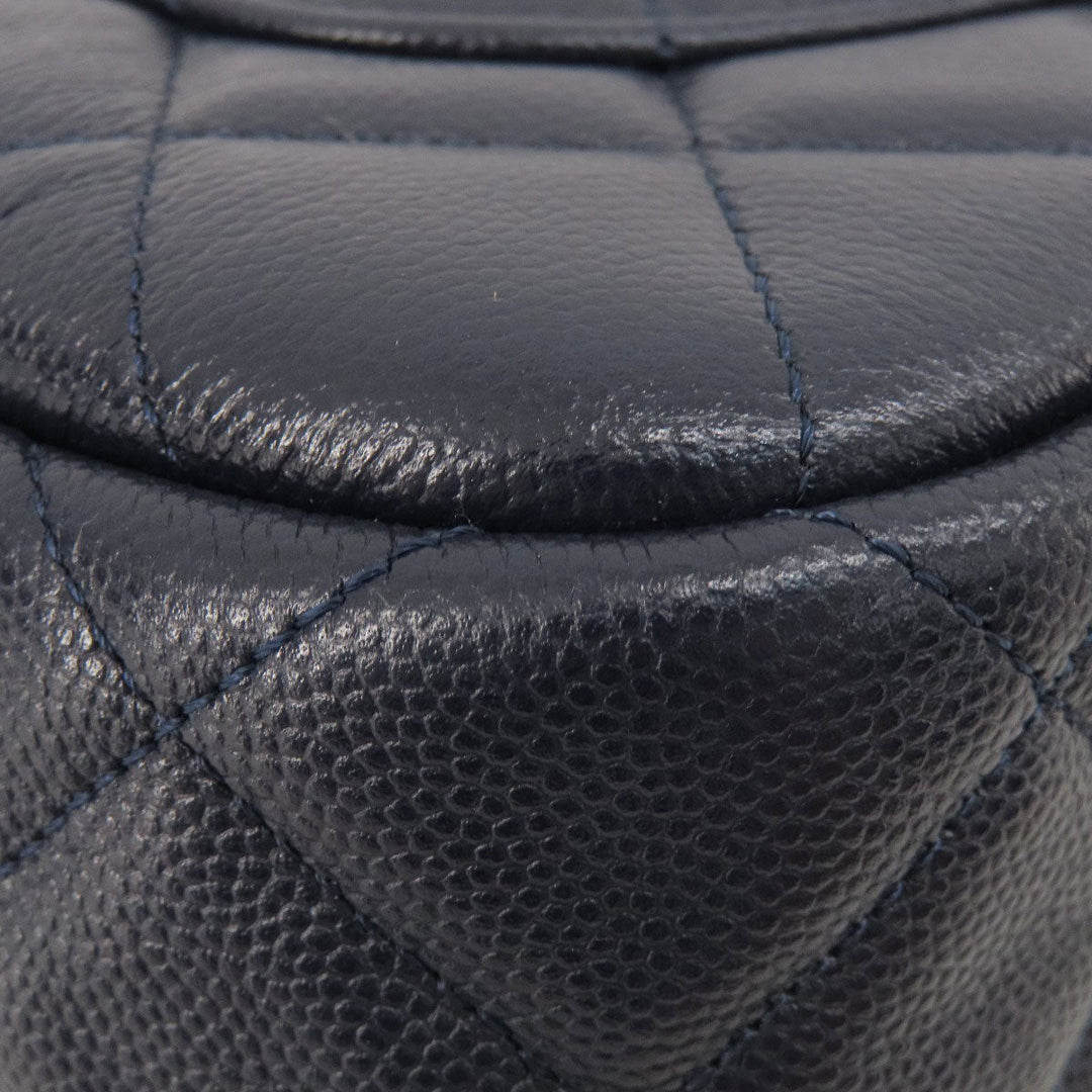 CHANEL Shoulder Bag Grained Calfskin Skin Navy Matelasse ChainShoulder Gold Metal