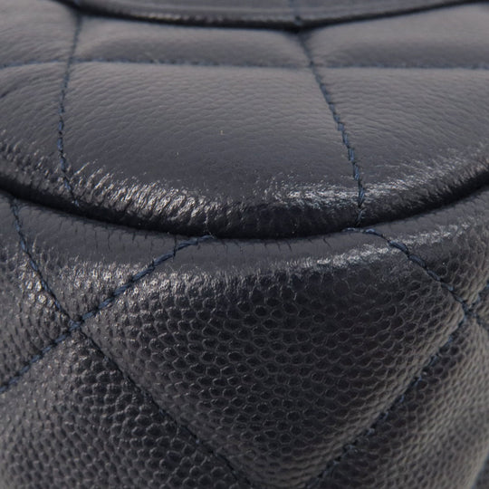 CHANEL Shoulder Bag Grained Calfskin Skin Navy Matelasse ChainShoulder Gold Metal