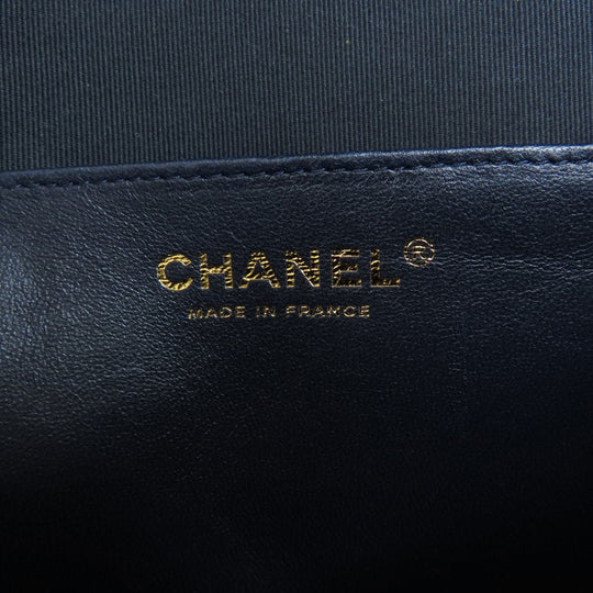 CHANEL Shoulder Bag Grained Calfskin Skin Navy Matelasse ChainShoulder Gold Metal