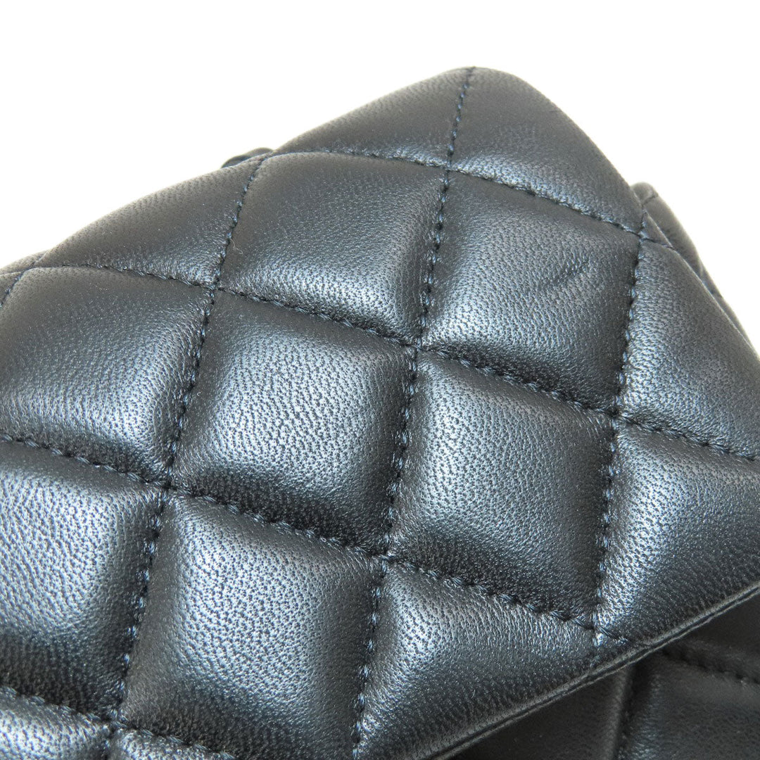 CHANEL Shoulder Bag lambskin black ChainShoulder Matelasse SilverMetal