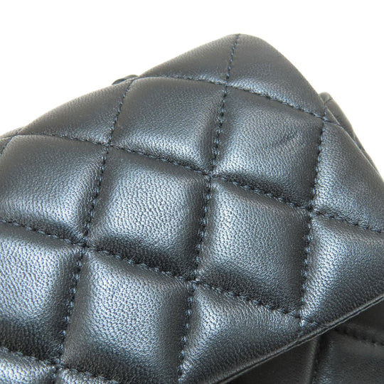 CHANEL Shoulder Bag lambskin black ChainShoulder Matelasse SilverMetal