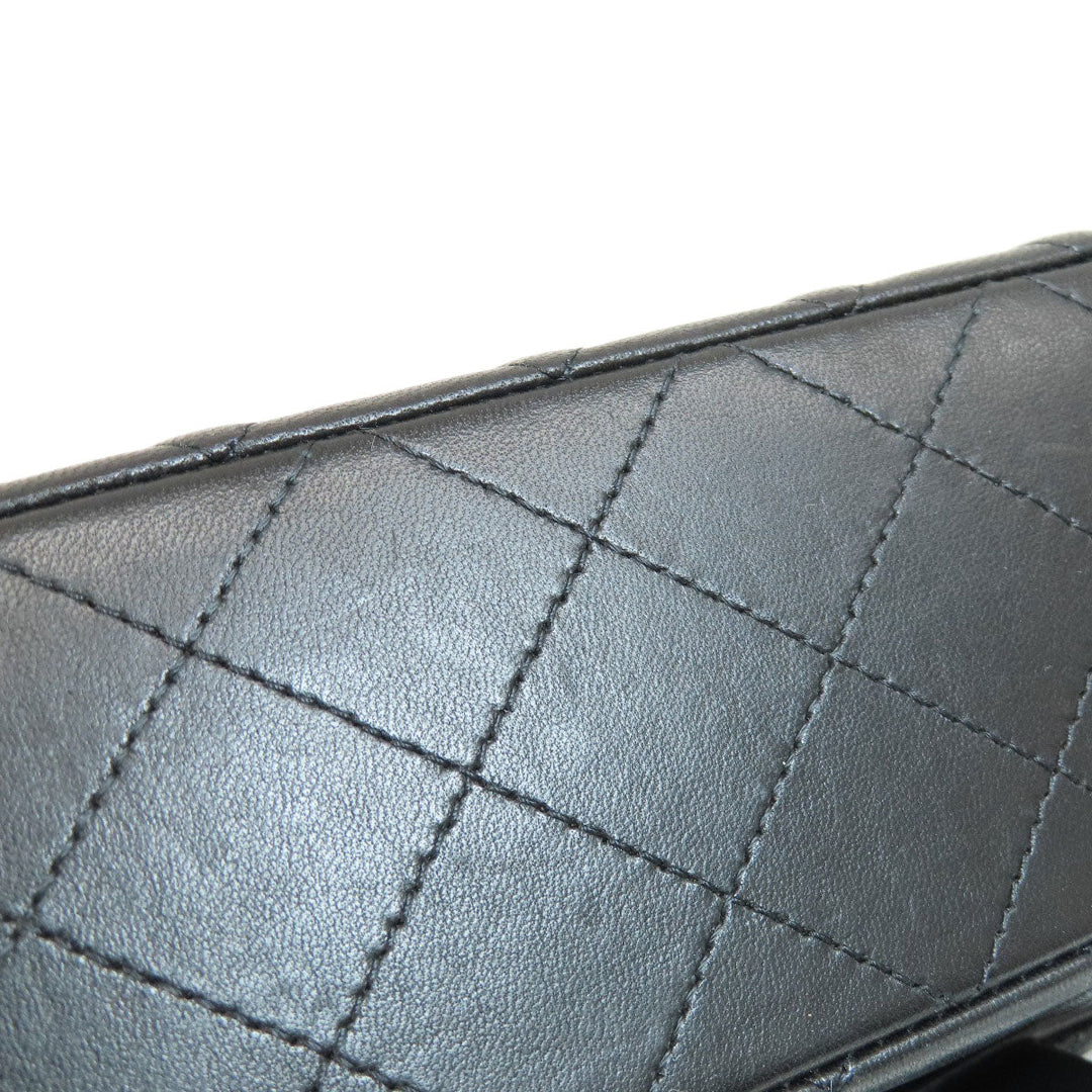 CHANEL Shoulder Bag lambskin black ChainShoulder Matelasse SilverMetal