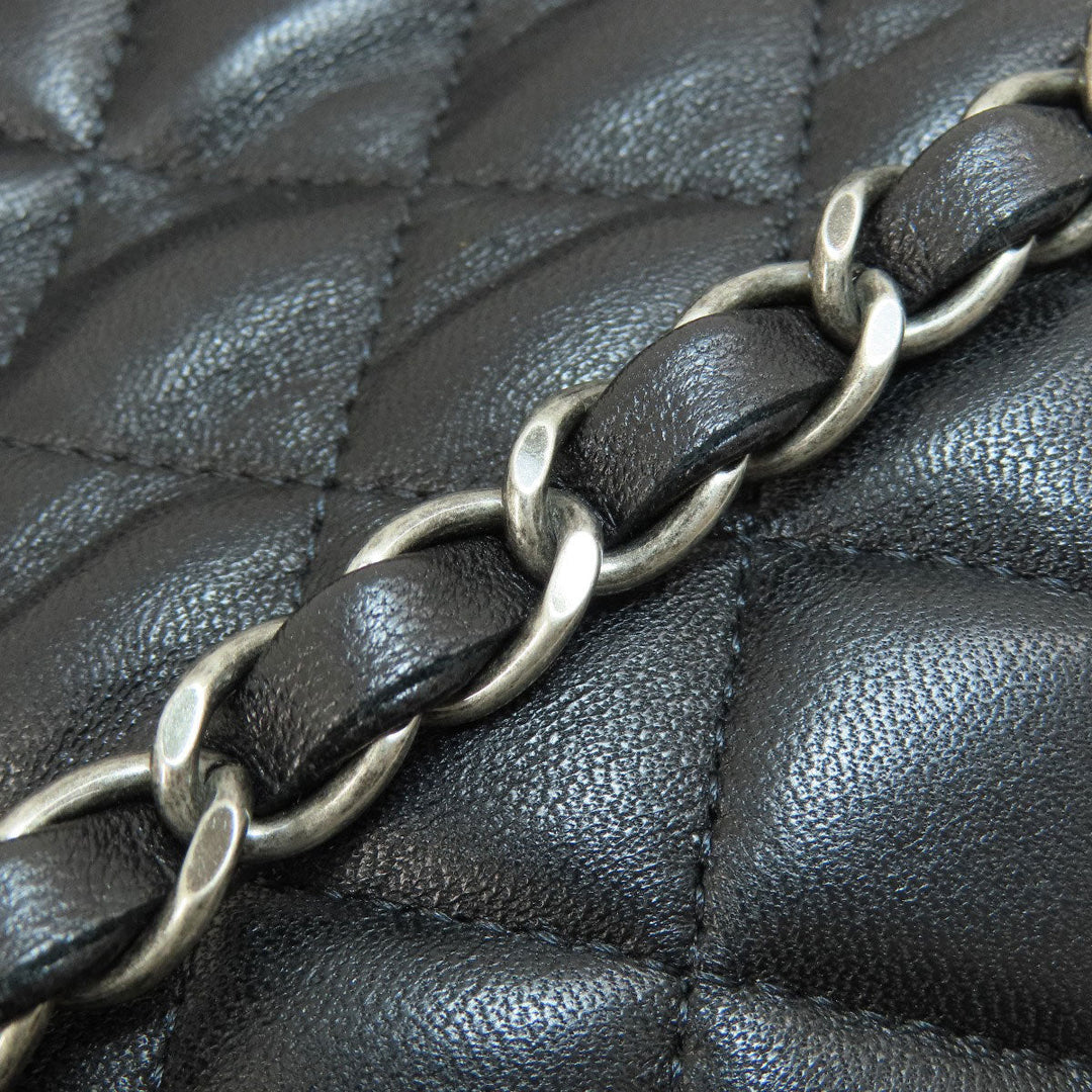 CHANEL Shoulder Bag lambskin black ChainShoulder Matelasse SilverMetal