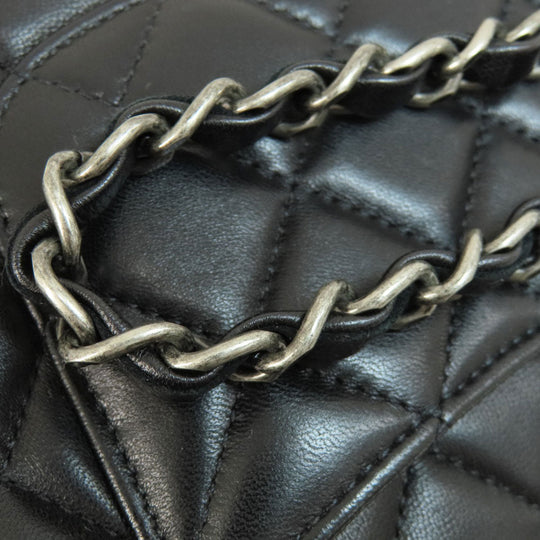CHANEL Shoulder Bag lambskin black ChainShoulder Matelasse SilverMetal