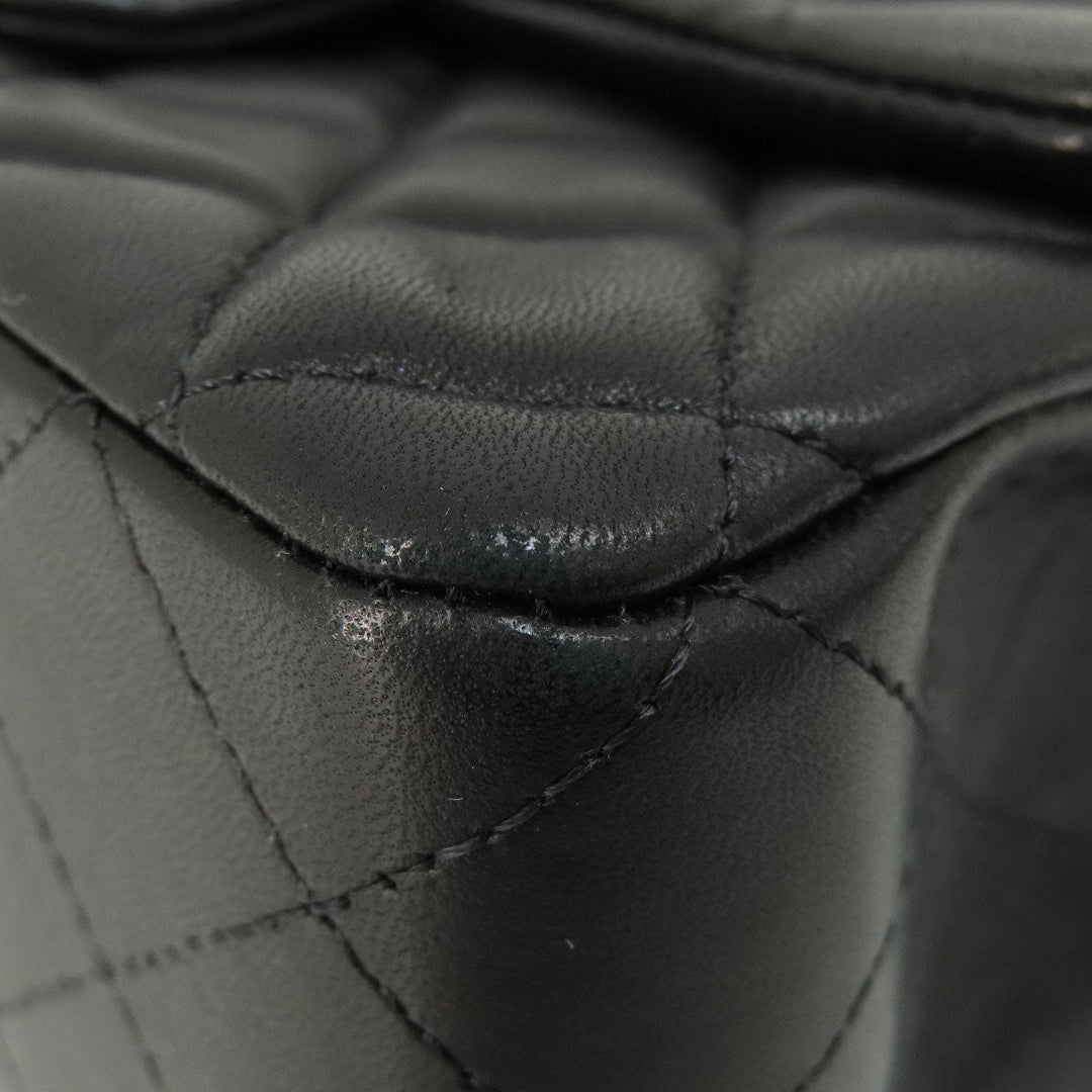 CHANEL Shoulder Bag lambskin black ChainShoulder Matelasse SilverMetal