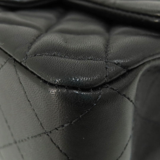 CHANEL Shoulder Bag lambskin black ChainShoulder Matelasse SilverMetal