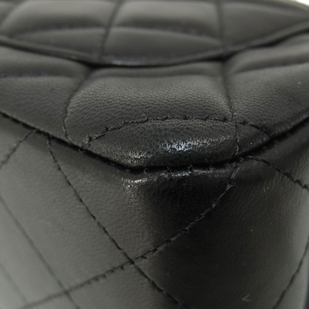 CHANEL Shoulder Bag lambskin black ChainShoulder Matelasse SilverMetal