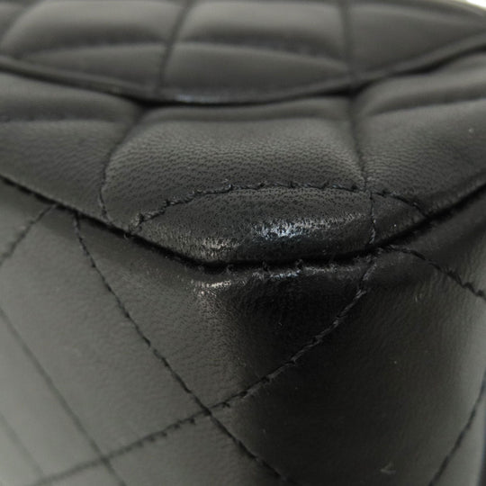 CHANEL Shoulder Bag lambskin black ChainShoulder Matelasse SilverMetal