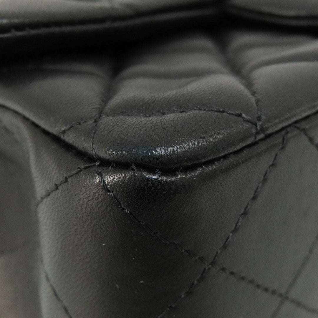 CHANEL Shoulder Bag lambskin black ChainShoulder Matelasse SilverMetal