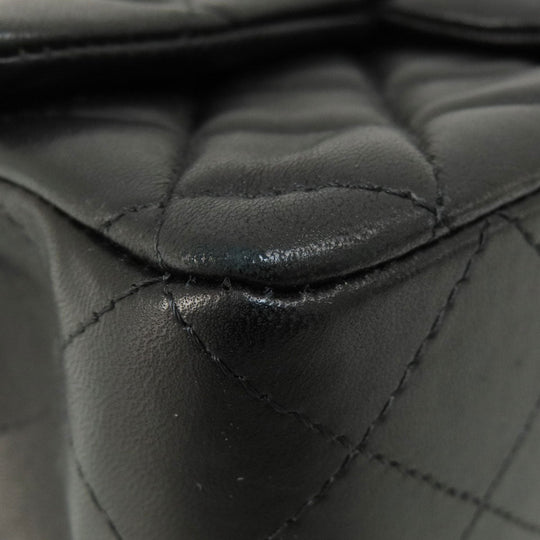 CHANEL Shoulder Bag lambskin black ChainShoulder Matelasse SilverMetal