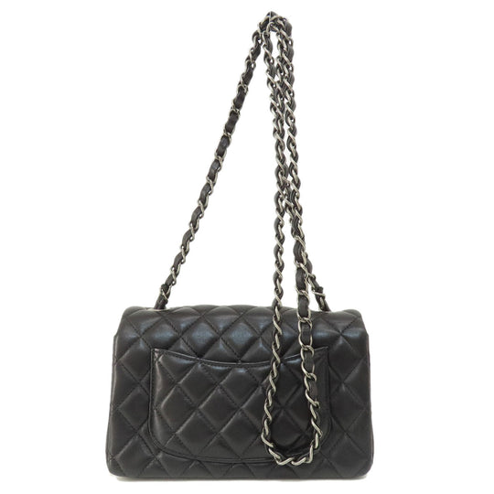 CHANEL Shoulder Bag lambskin black ChainShoulder Matelasse SilverMetal
