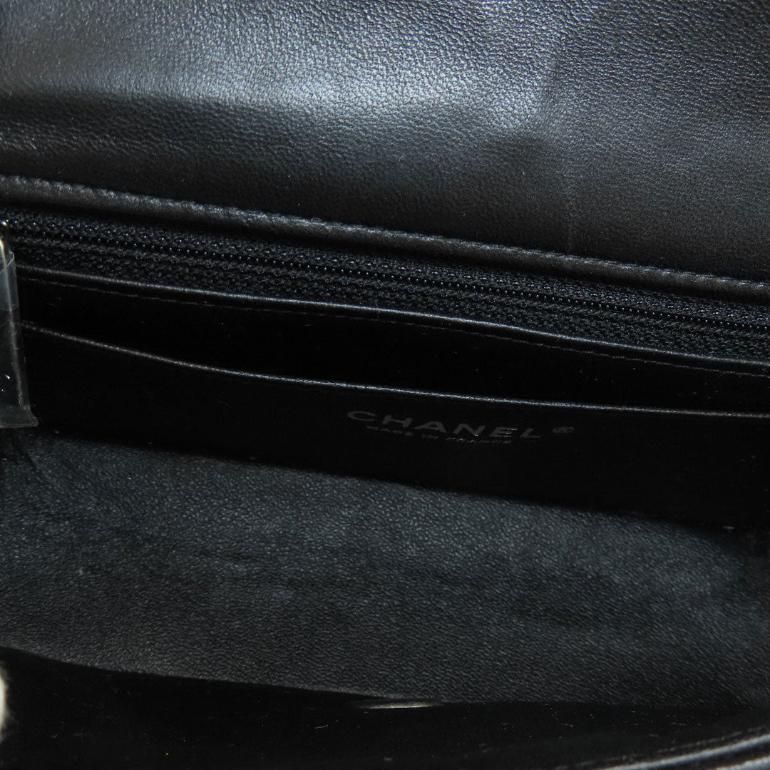 CHANEL Shoulder Bag lambskin black ChainShoulder Matelasse SilverMetal