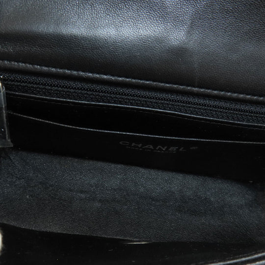 CHANEL Shoulder Bag lambskin black ChainShoulder Matelasse SilverMetal