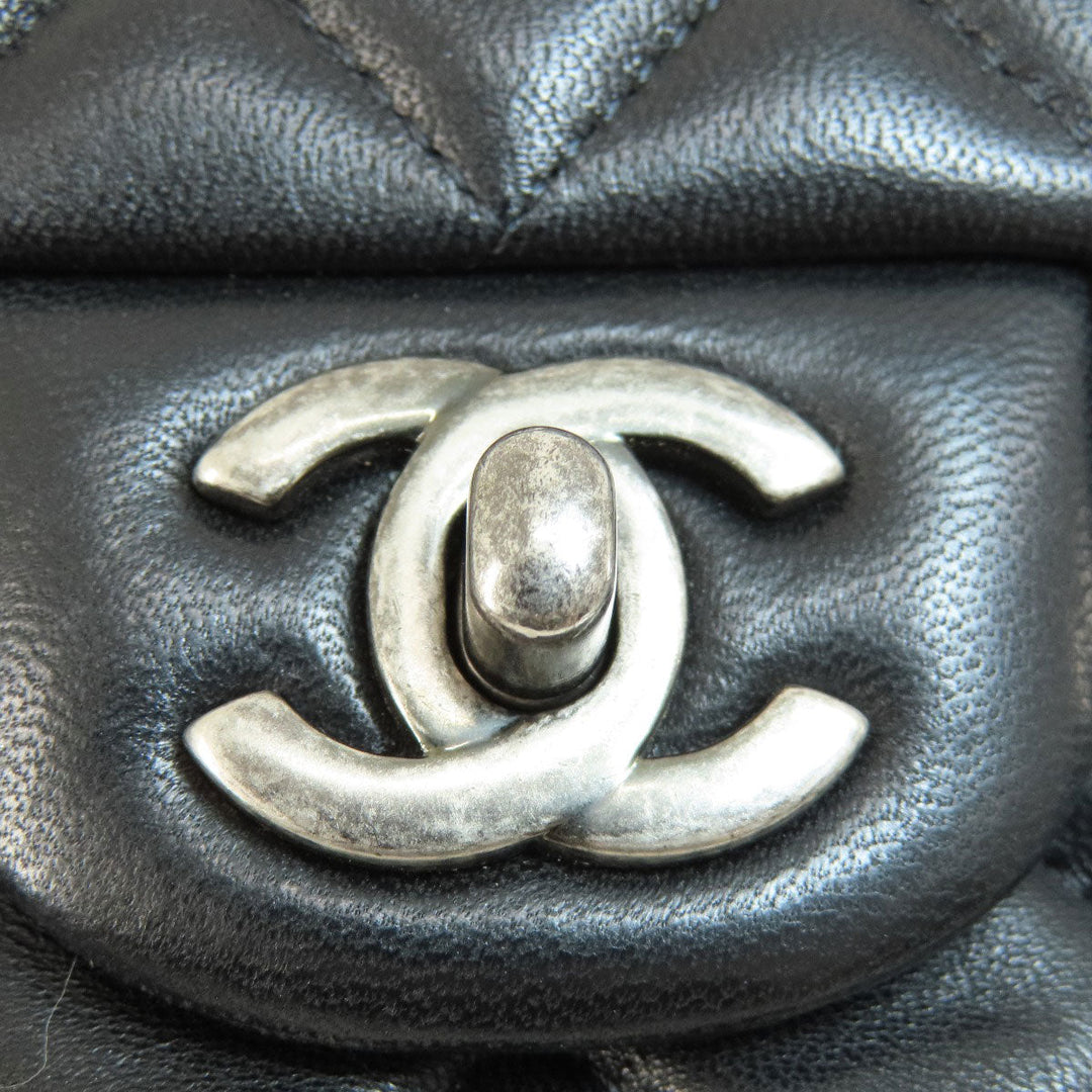 CHANEL Shoulder Bag lambskin black ChainShoulder Matelasse SilverMetal