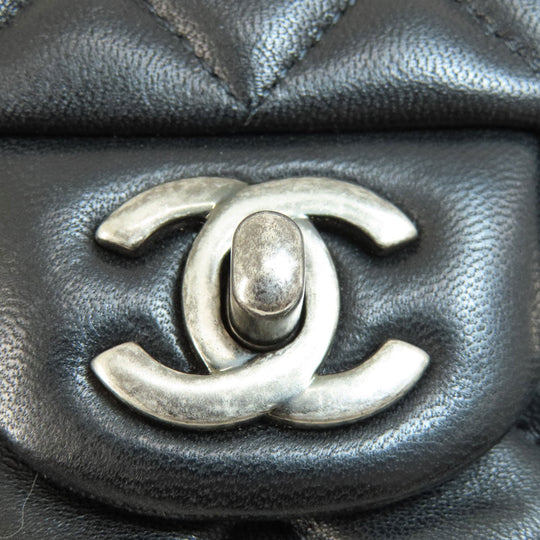 CHANEL Shoulder Bag lambskin black ChainShoulder Matelasse SilverMetal