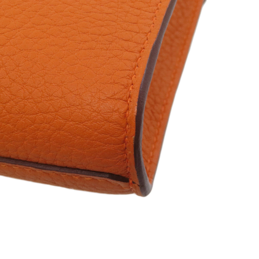 HERMES Shoulder Bag Taurillon Clemence Orange Sac A Depeche 21 Silver Metal Women Used Authentic