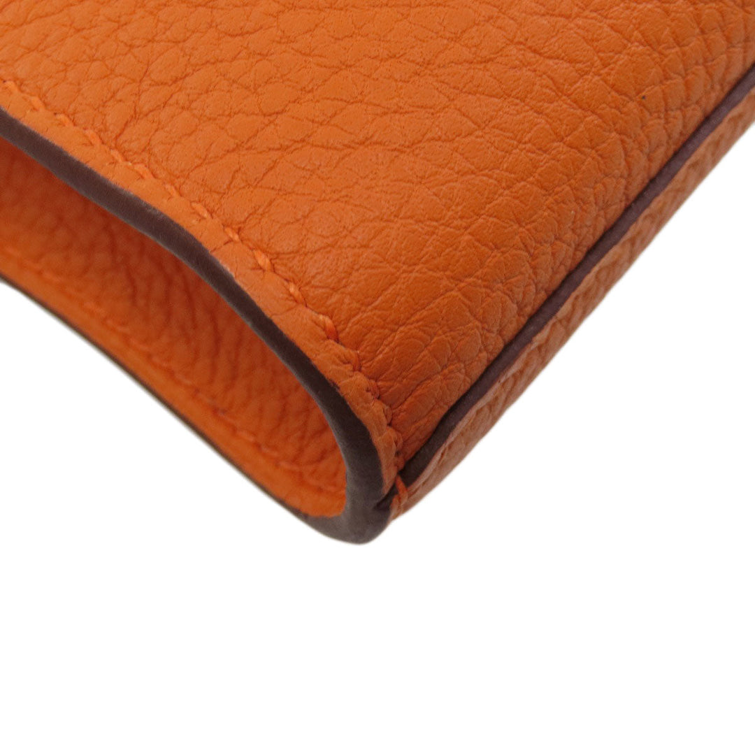 HERMES Shoulder Bag Taurillon Clemence Orange Sac A Depeche 21 Silver Metal Women Used Authentic