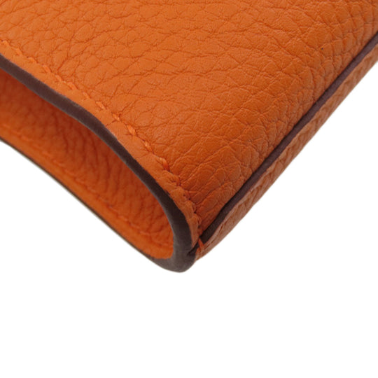 HERMES Shoulder Bag Taurillon Clemence Orange Sac A Depeche 21 Silver Metal Women Used Authentic