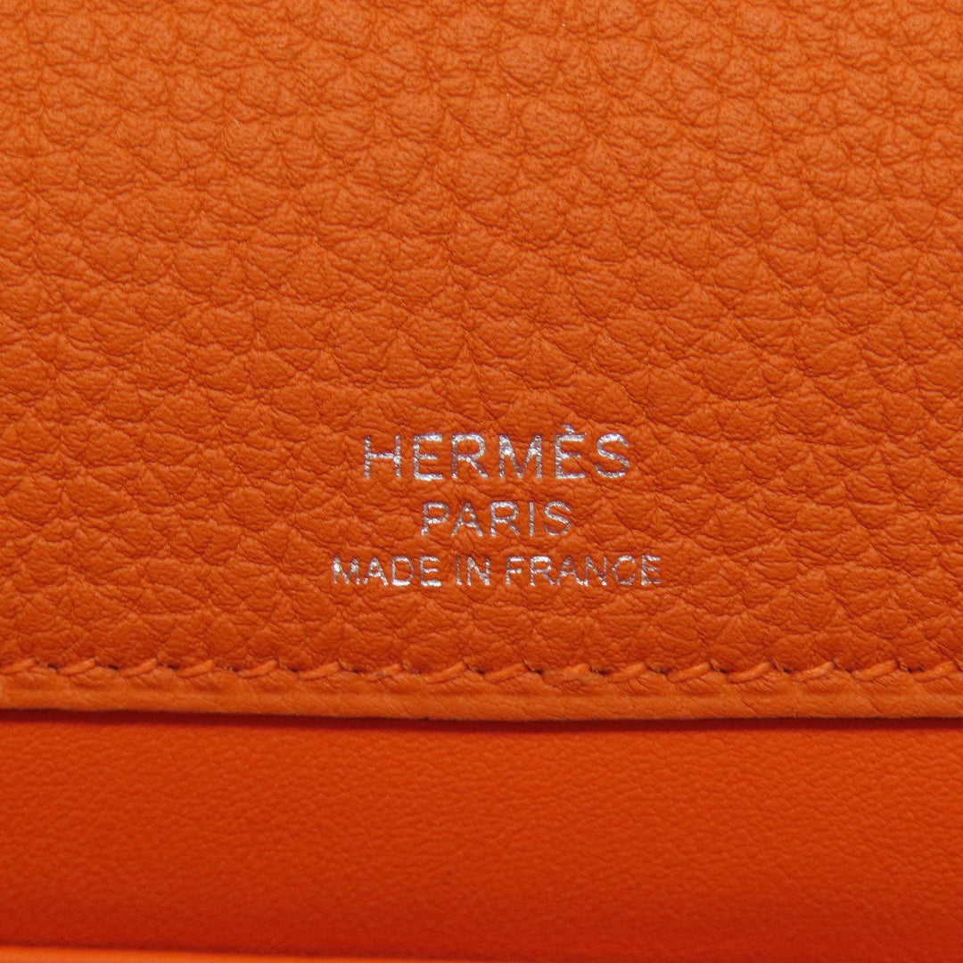HERMES Shoulder Bag Taurillon Clemence Orange Sac A Depeche 21 Silver Metal Women Used Authentic