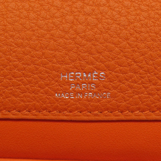 HERMES Shoulder Bag Taurillon Clemence Orange Sac A Depeche 21 Silver Metal Women Used Authentic