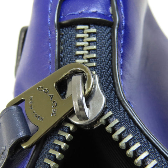 COACH Sling bag C3748 leather blue Simple design Women Used Authentic