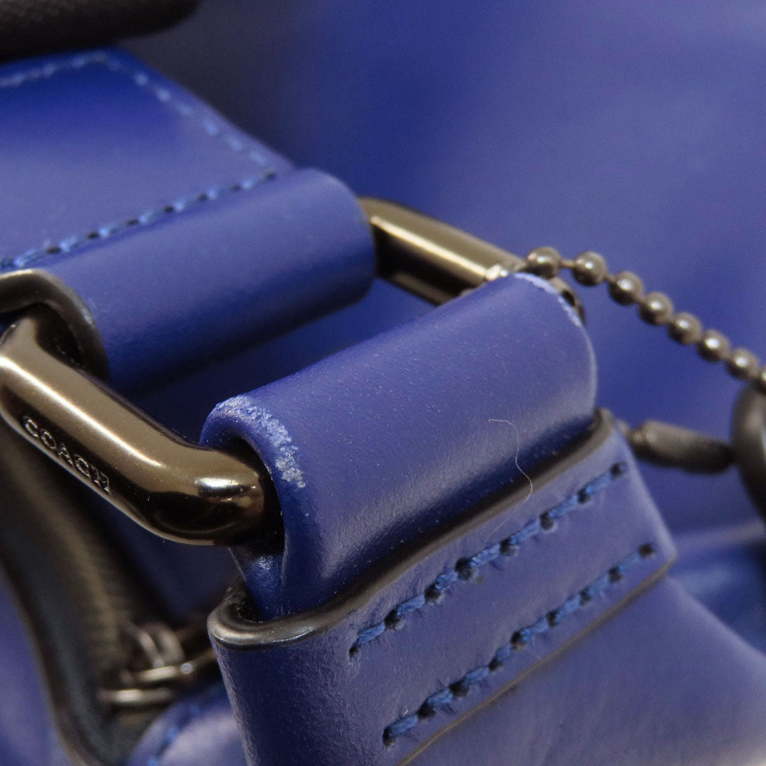 COACH Sling bag C3748 leather blue Simple design Women Used Authentic