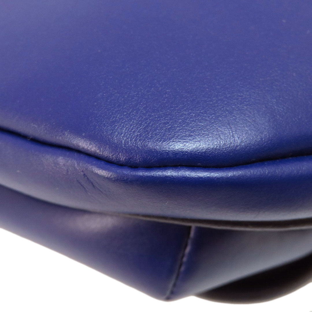 COACH Sling bag C3748 leather blue Simple design Women Used Authentic