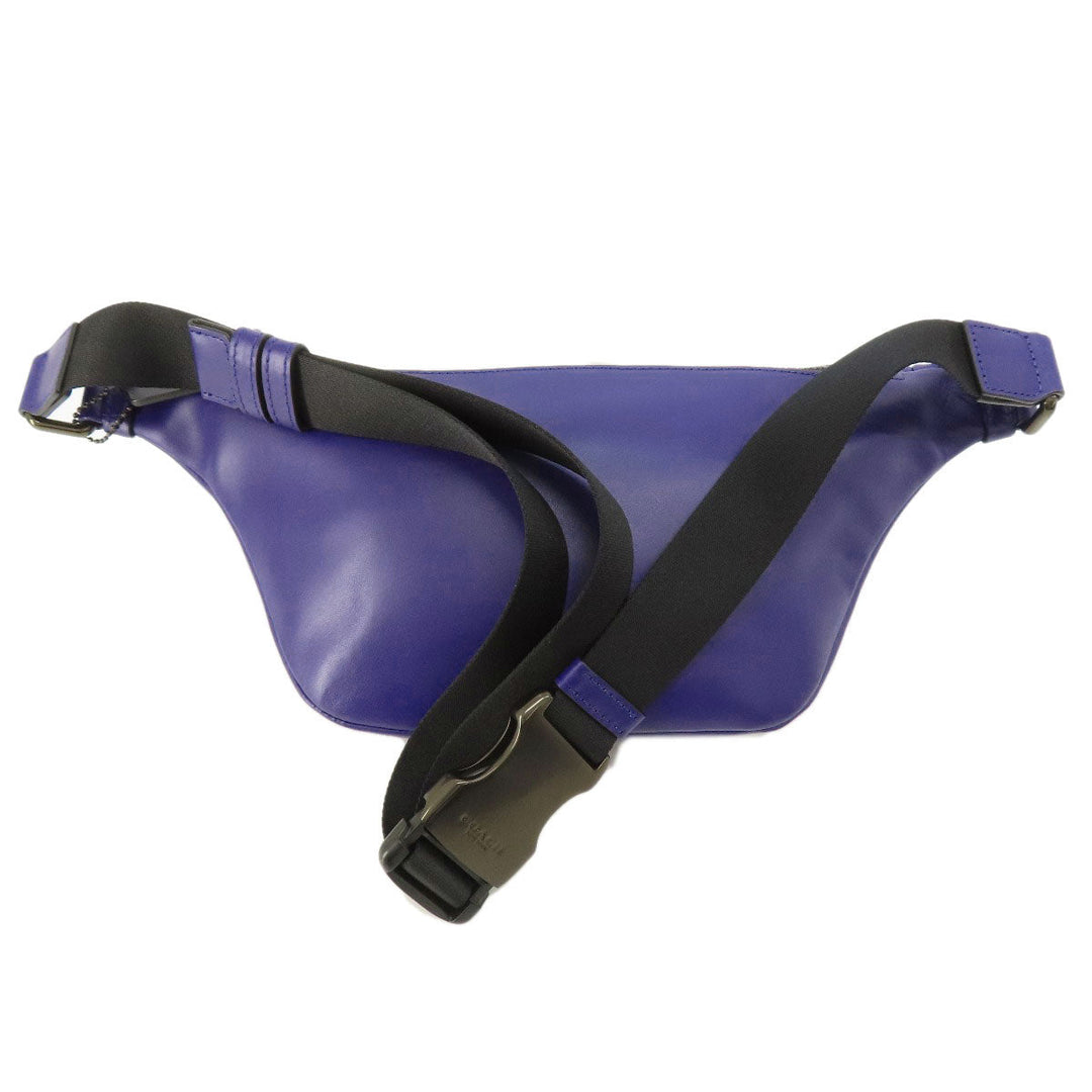 COACH Sling bag C3748 leather blue Simple design Women Used Authentic