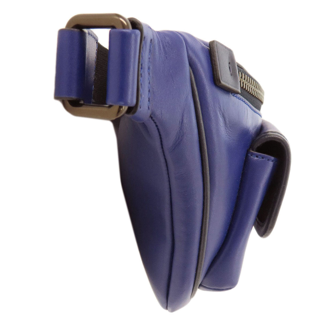 COACH Sling bag C3748 leather blue Simple design Women Used Authentic