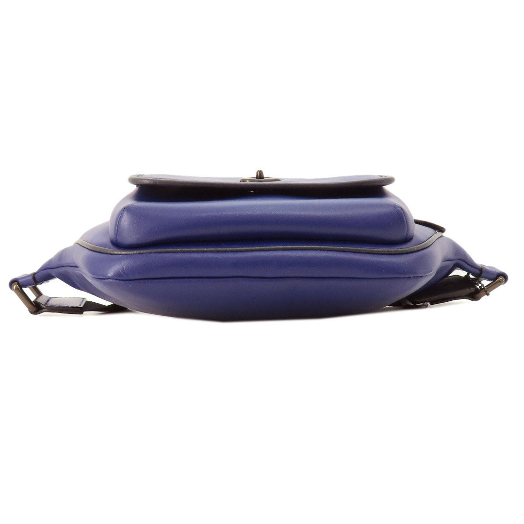 COACH Sling bag C3748 leather blue Simple design Women Used Authentic